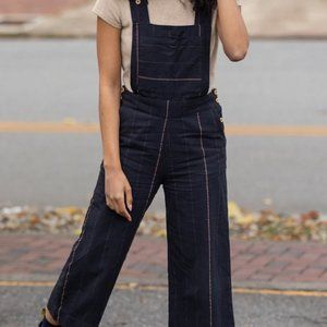 Liz Alig black striped wide-legged cotton jumpsuit